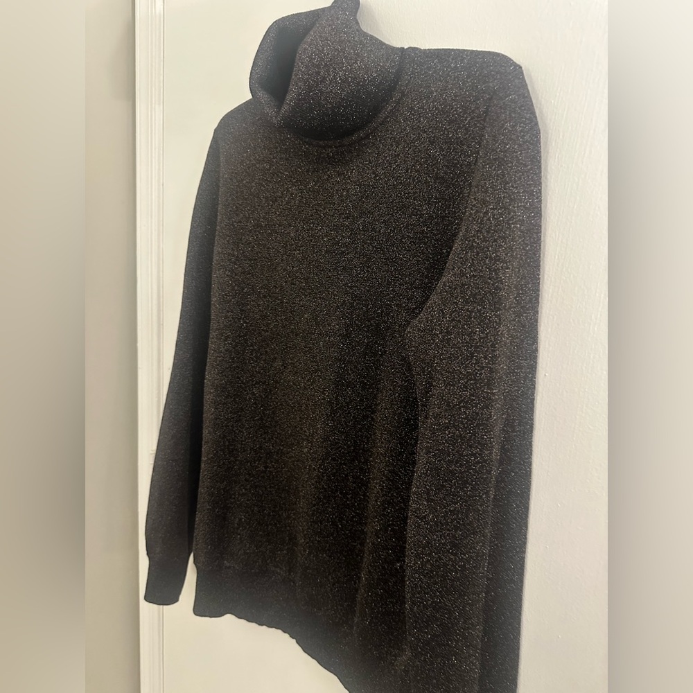 J. Crew Black Turtleneck with Gold Sparkle Detail